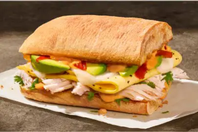 Chipotle Chicken, Scrambled Egg & Avocado on Ciabatta
